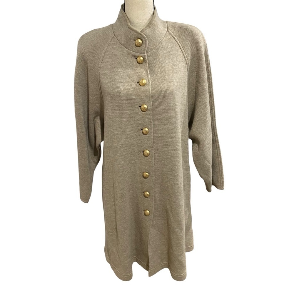 Lucia Long Cardigan Jacket Sz 36 (US 6) Beige Wool Blend Made in Germany